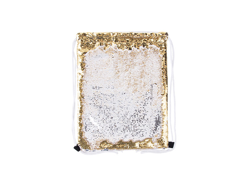 MOCHILAS  DE LENTEJUELAS PARA SUBLIMACION  DORADO (Cja 100 und)