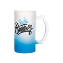 JARRA DE CERVEZA AZUL CLARO DEGRADADO 16 ONZ  SUBLIMACION