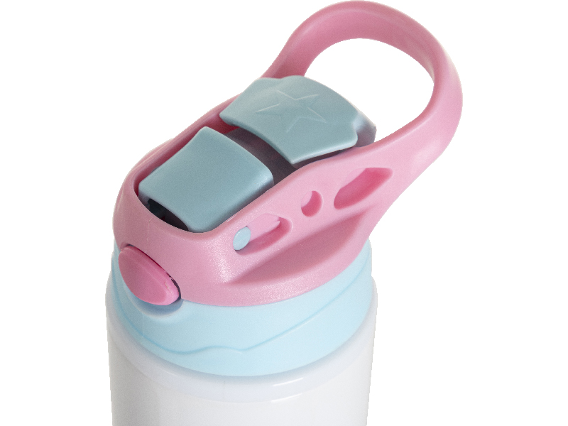 TERMOS ALUMINO BLANCO CON TAPA ROSADO/AZUL17onz