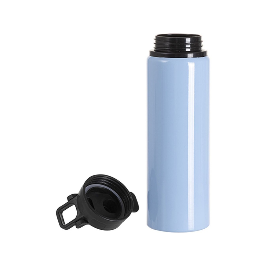 Botella de Aluminio Azul Claro con Tapa Negra 750ML (C-50)