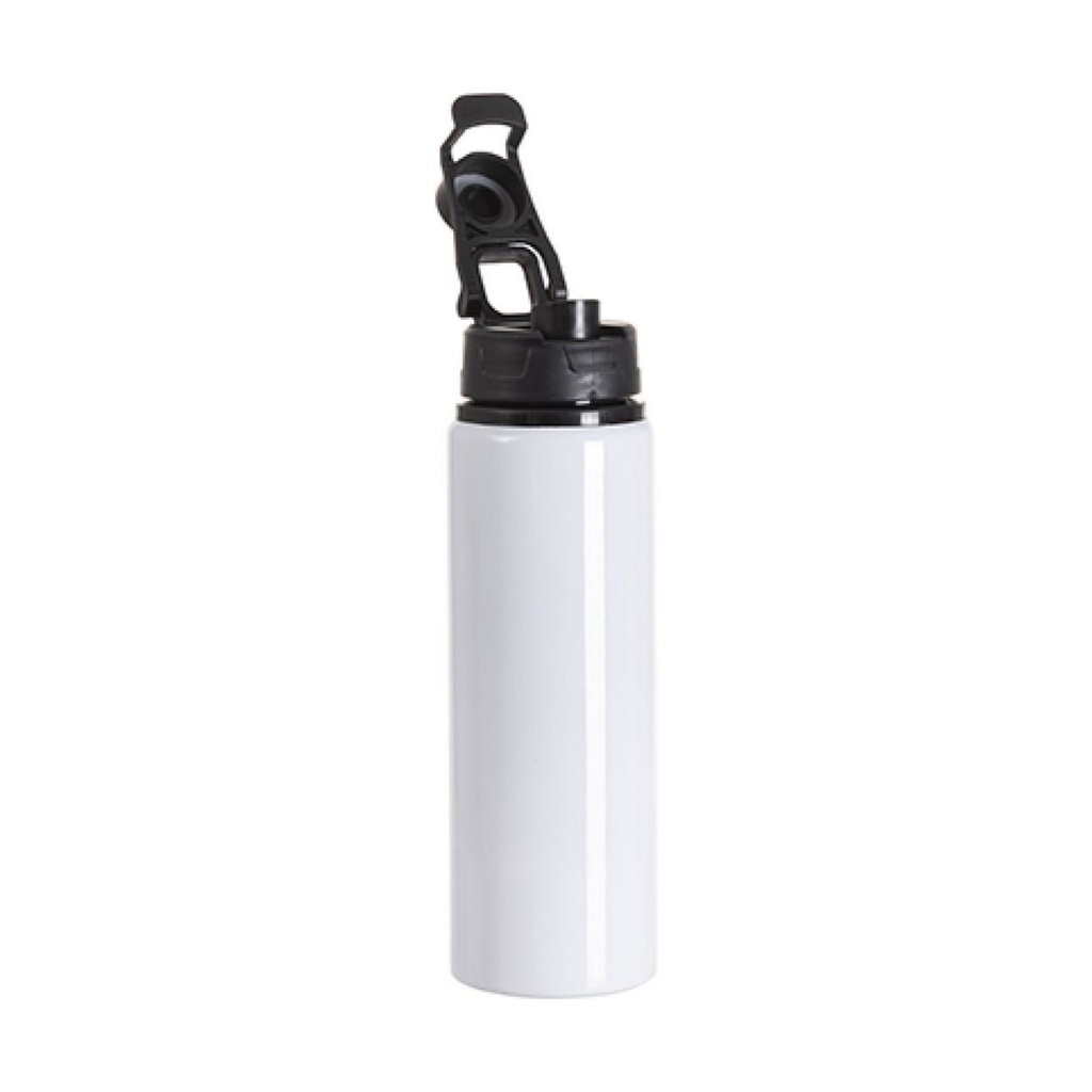 Botella de Aluminio Blanco con Tapa Negra 750ML (C-50)