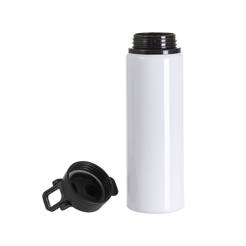 Botella de Aluminio Blanco con Tapa Negra 750ML (C-50)