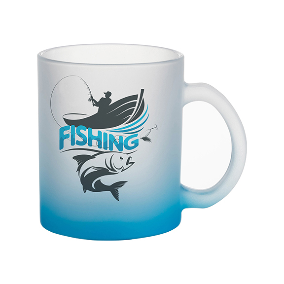 TAZA FROSTED AZUL CLARO DEGRADADO 11ONZ SUBLIMACION