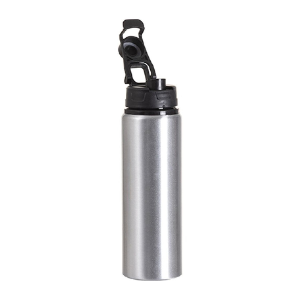 Botella de Aluminio Silver con Tapa Negra 750ML (C-50)