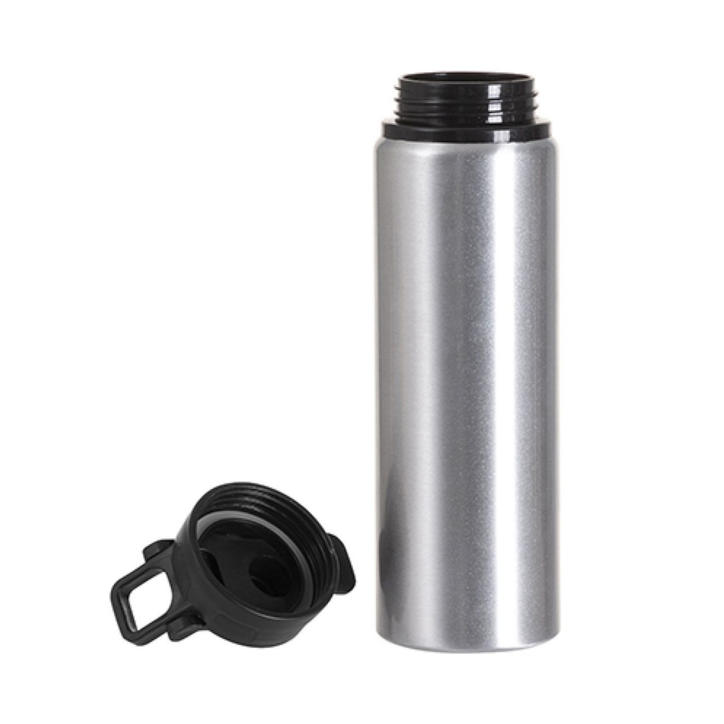 Botella de Aluminio Silver con Tapa Negra 750ML (C-50)