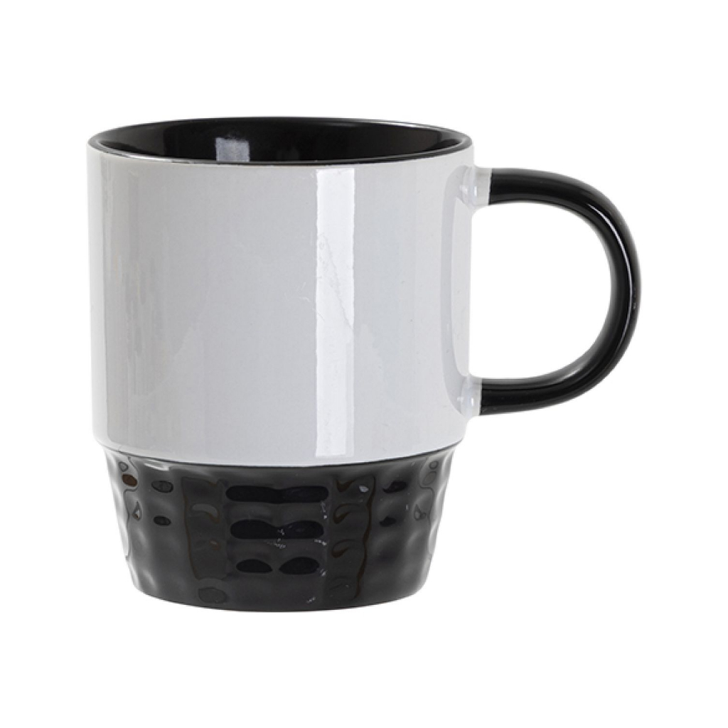 TAZA BLANCA APILABLE INTERIOR Y ASA NEGRO 10onz
