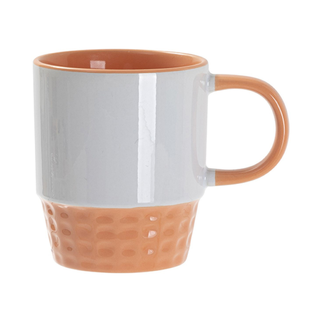 TAZA BLANCA APILABLE INTERIOR Y ASA NARANJA CLARO 10onz