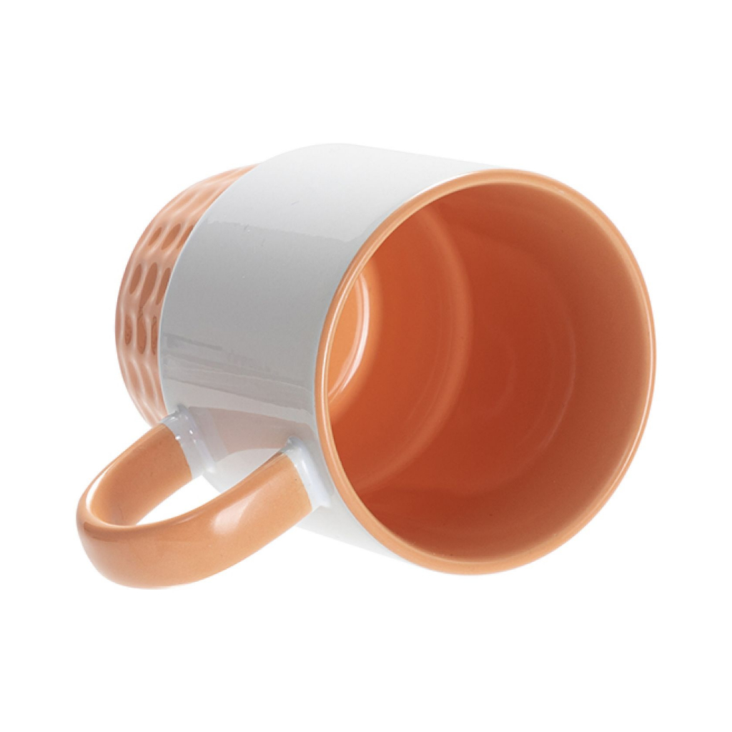 TAZA BLANCA APILABLE INTERIOR Y ASA NARANJA CLARO 10onz