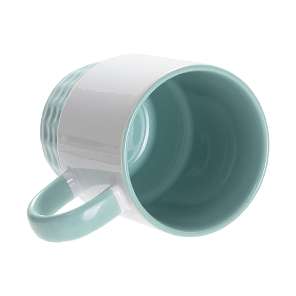 TAZA BLANCA APILABLE INTERIOR Y ASA VERDE CLARO 10onz