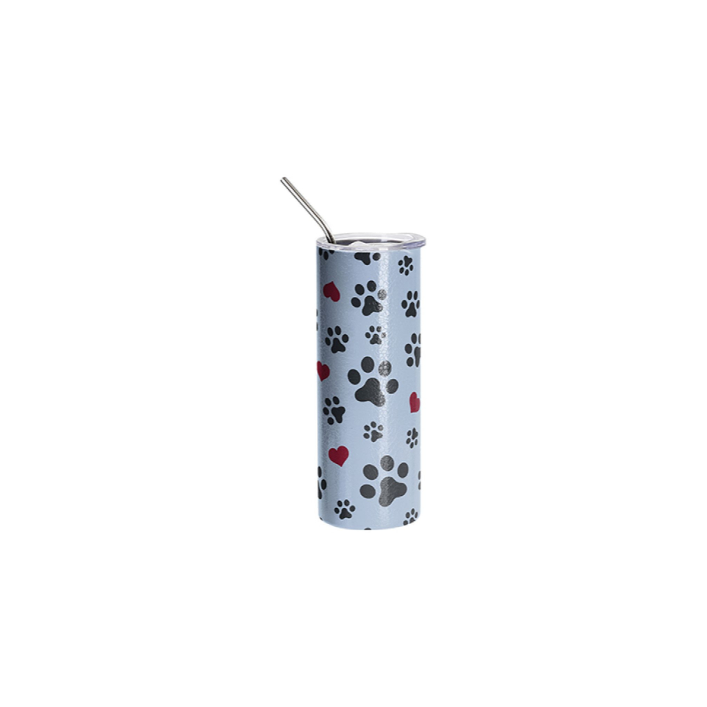 Vasos Craquelado (Azul Claro) 20oz/600ml Tapa y Sorbete - Acero Inoxidable (C-25)