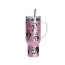 Vasos de Viajeros (Glitter Rosado con Asa) 40onz/1200mL - Acero Inoxidable con Sorbete y Tapa (C-20)