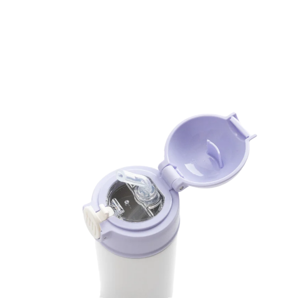 Termos Blanco con Tapa Morada y Sorbete - 12oz/360mL (C-25)
