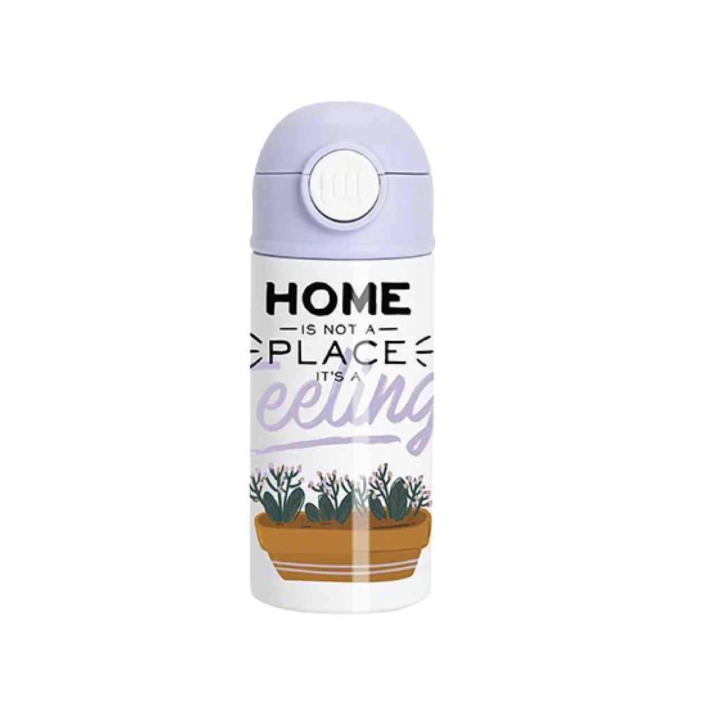 Termos Blanco con Tapa Morada y Sorbete - 12oz/360mL (C-25)