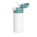 Termos Blanco con Tapa Verde y Sorbete - 12oz/360mL (C-25)