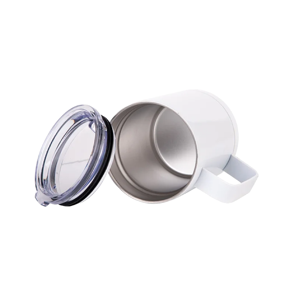 Vaso Blanco Acero Inoxidable con Tapa - 12oz / 360mL