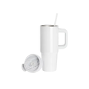 Vasos de Viajeros (Blanco con Asa) 30onz/900mL - Acero Inoxidable con Sorbete y Tapa (C-20)