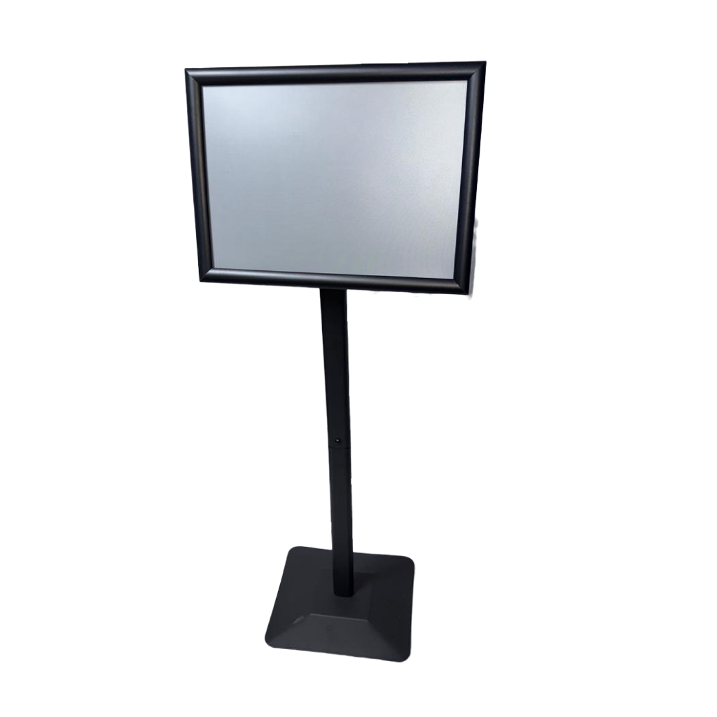 Exhibidor de Aluminio Negro con Pedestal - 11.7" x 16.5" (A3)
