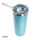 Vasos Glitter (Verde Aqua) 20oz/600ml Tapa y Sorbete - Acero Inoxidable (C-25)