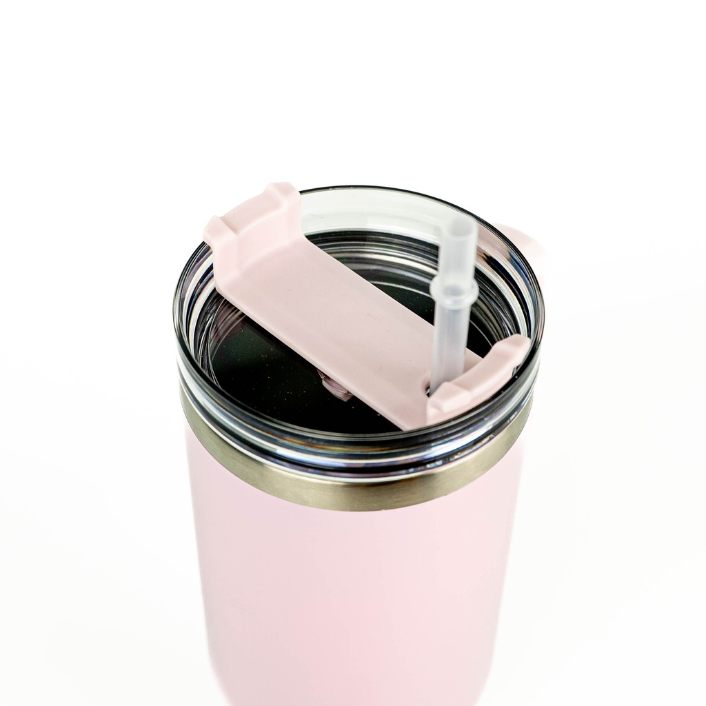 Vasos de Viajeros (Salmon Mate con Asa) 40onz/1200mL - Acero Inoxidable con Sorbete y Tapa (C-20)