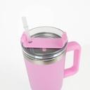 Vasos de Viajeros (Rose Pink Mate con Asa) 40onz/1200mL - Acero Inoxidable con Sorbete y Tapa (C-20)