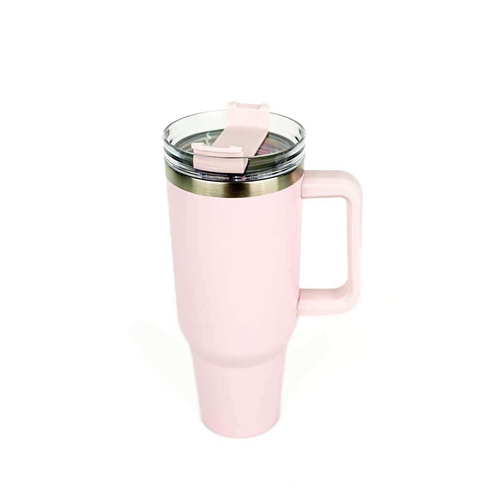 Vasos de Viajeros (Salmon Mate con Asa) 40onz/1200mL - Acero Inoxidable con Sorbete y Tapa (C-20)