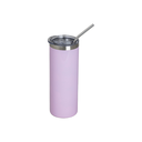 Vasos Borde Plateado (Rosado) 20oz/600ml Tapa y Sorbete - Acero Inoxidable (C-25)