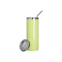Vasos Borde Plateado (Verde Claro) 20oz/600ml Tapa y Sorbete - Acero Inoxidable (C-25)