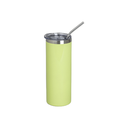 Vasos Borde Plateado (Verde Claro) 20oz/600ml Tapa y Sorbete - Acero Inoxidable (C-25)