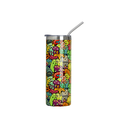 Vasos Borde Plateado (Verde Claro) 20oz/600ml Tapa y Sorbete - Acero Inoxidable (C-25)