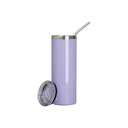 Vasos Borde Plateado (Violeta) 20oz/600ml Tapa y Sorbete - Acero Inoxidable (C-25)