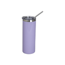 Vasos Borde Plateado (Violeta) 20oz/600ml Tapa y Sorbete - Acero Inoxidable (C-25)