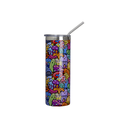 Vasos Borde Plateado (Violeta) 20oz/600ml Tapa y Sorbete - Acero Inoxidable (C-25)