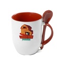TAZAS BLANCAS CON CUCHARAS INTERIOR ROJO 11ONZ  (CJA 36)