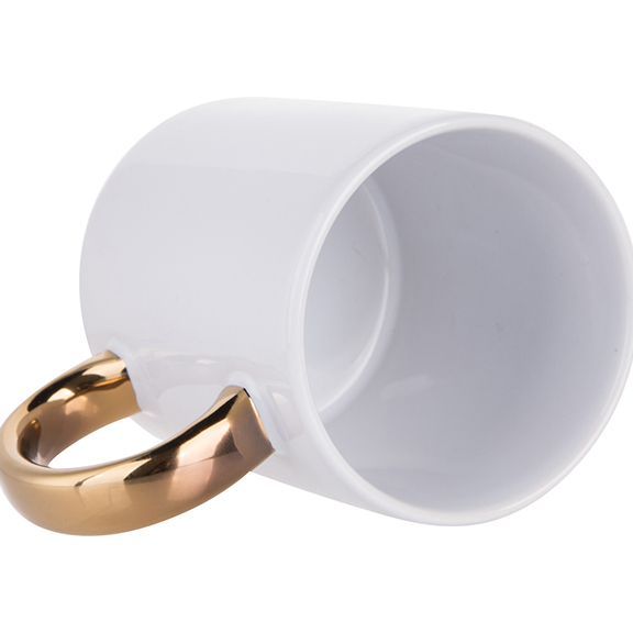 Taza de Ceramica asa dorada 11onz Sublimacion