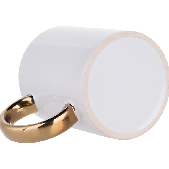 Taza de Ceramica asa dorada 11onz Sublimacion
