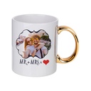 Taza de Ceramica asa dorada 11onz Sublimacion