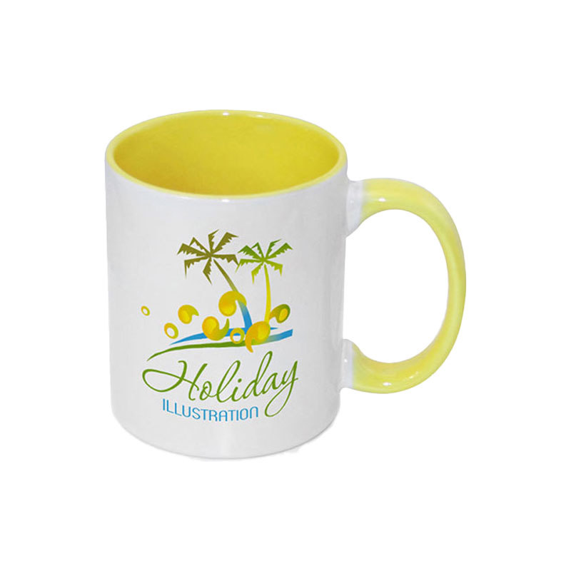 TAZAS BLANCAS INTERIOR Y ASA   AMARILLO 11 ONZ  (C-48)