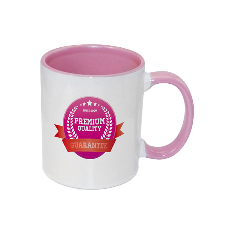 TAZAS BLANCAS INTERIOR Y ASA ROSADO 11ONZ  (C-48)