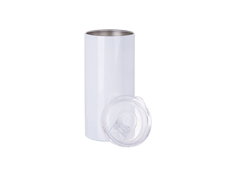VASO BLANCO DE ACERO INOXIDABLE PARA SUBLIMACION CON SORBETE Y TAPA  16ONZ