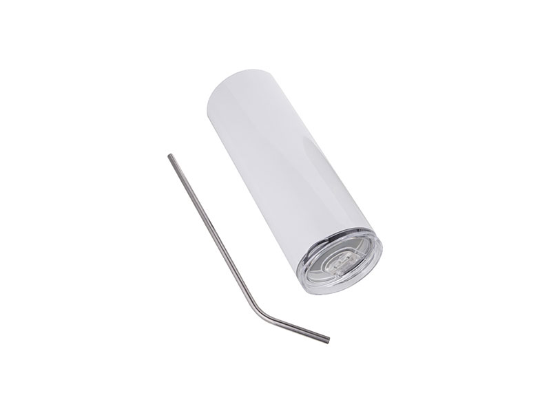VASO BLANCO DE ACERO INOXIDABLE PARA SUBLIMACION CON SORBETE Y TAPA  20ONZ
