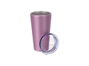 VASO GLITTER PINK DE ACERO INOXIDABLE PARA SUBLIMACION  CON TAPA  16ONZ