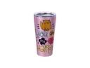 VASO GLITTER PINK DE ACERO INOXIDABLE PARA SUBLIMACION  CON TAPA  16ONZ