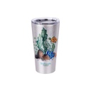 VASO GLITTER SILVER DE ACERO INOXIDABLE PARA SUBLIMACION  CON TAPA  16ONZ