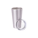 VASO GLITTER SILVER DE ACERO INOXIDABLE PARA SUBLIMACION  CON TAPA  16ONZ