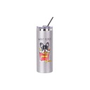 VASO GLITTER SILVER DE ACERO INOXIDABLE PARA SUBLIMACION CON SORBETE Y TAPA 20ONZ