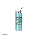 VASO GLITTER VERDE AQUA DE ACERO INOXIDABLE PARA SUBLIMACION CON SORBETE Y TAPA 20ONZ