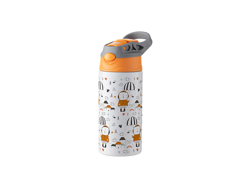 TERMOS ACERO BLANCO CON TAPA AMARILLA/GRIS 12onz (C-25)