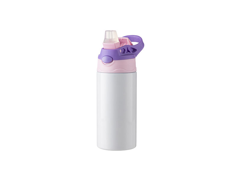 TERMOS ACERO BLANCO CON TAPA ROSADO/PURPURA 12onz (C-25)