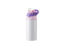 TERMOS ACERO BLANCO CON TAPA ROSADO/PURPURA 12onz (C-25)