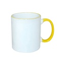 B11BA-01 TAZAS BLANCAS CON ASA Y  BORDES AMARILLO 11ONZ  (C-48)